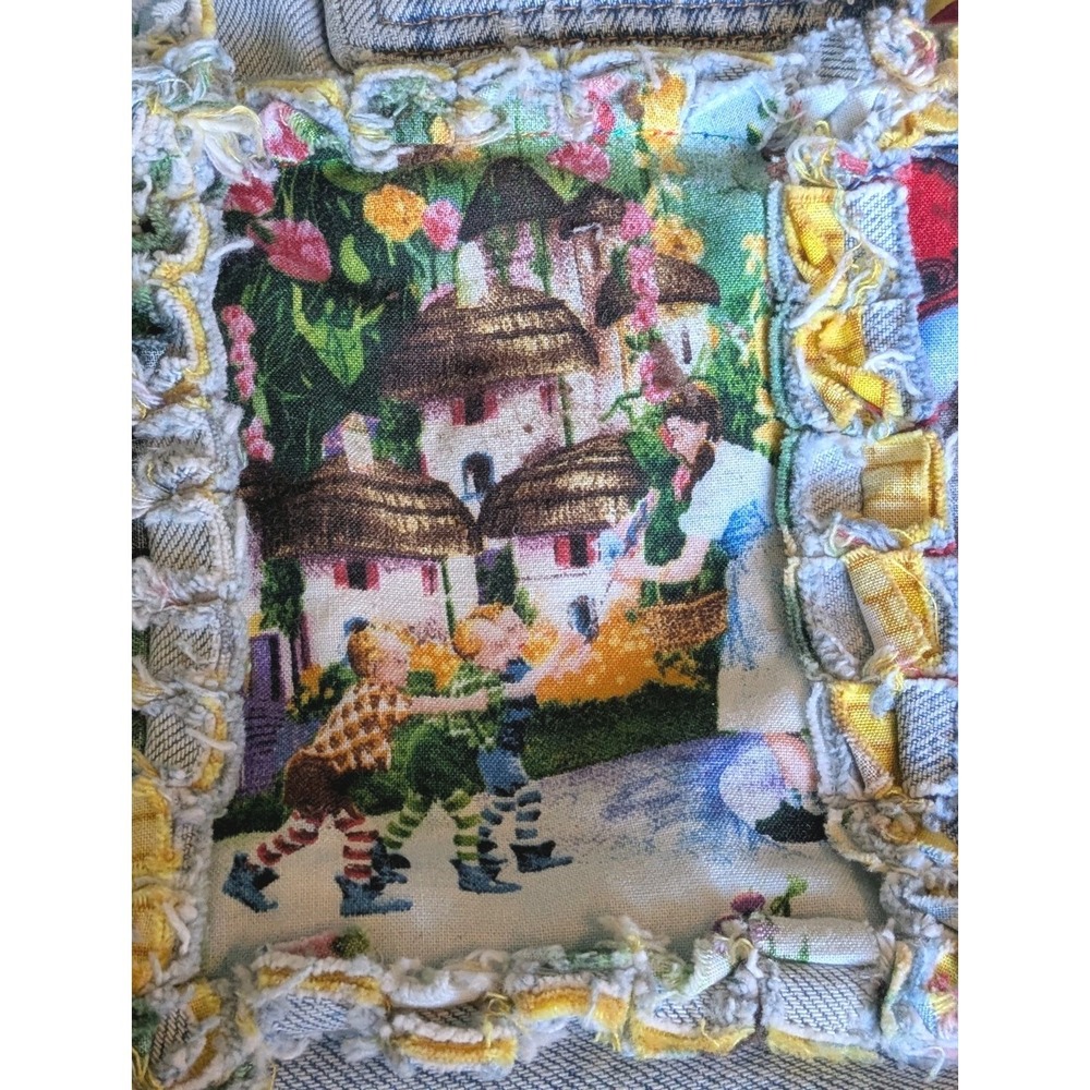 Upcycled Denim Tote Bag Wizard Of Oz Patchwork Tommy Hilfiger Handmade Jeans - Picture 9 of 14